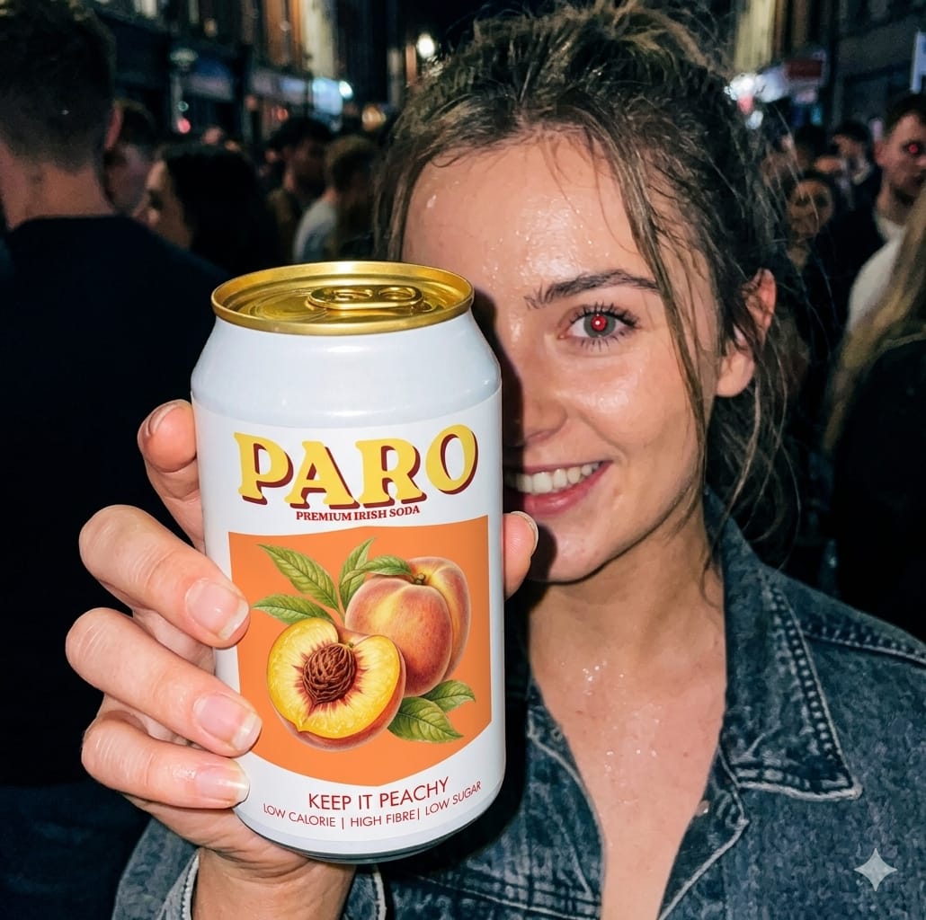 Lifestyle shot — PARO Keep It Peachy on a night out in Dublin